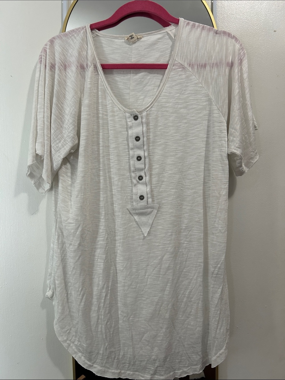 POL White Short-Sleeve Flowy Henley